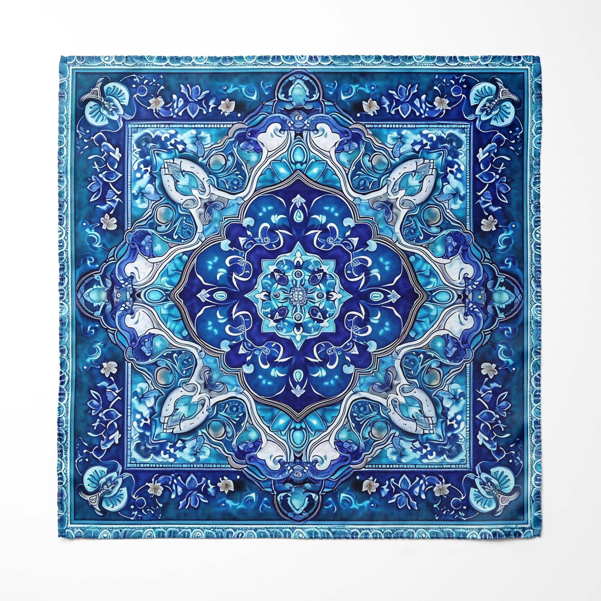 PERSIAN ART SILK SCARF WITH LAPEL PIN AND POCKET SQUARE