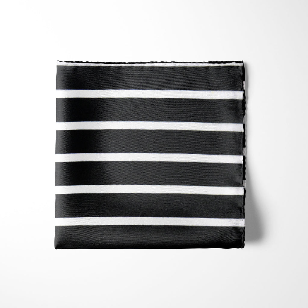BLACK STRIPS SILK POCKET SQUARE