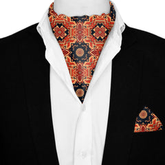 AUTUMN LEAF SILK ASCOT AND POCKET SQUARE SET – PREMIUM COLLECTION