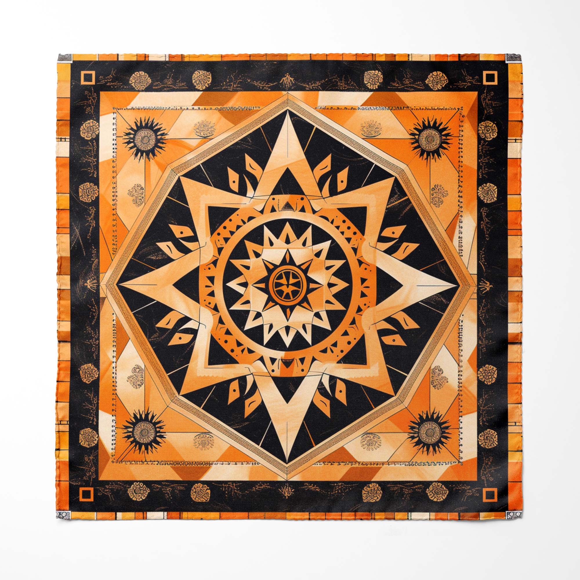 FOLK ART PATTERN MEN SCARF AND POCKET SQUARE SET – PREMIUM COLLECTION