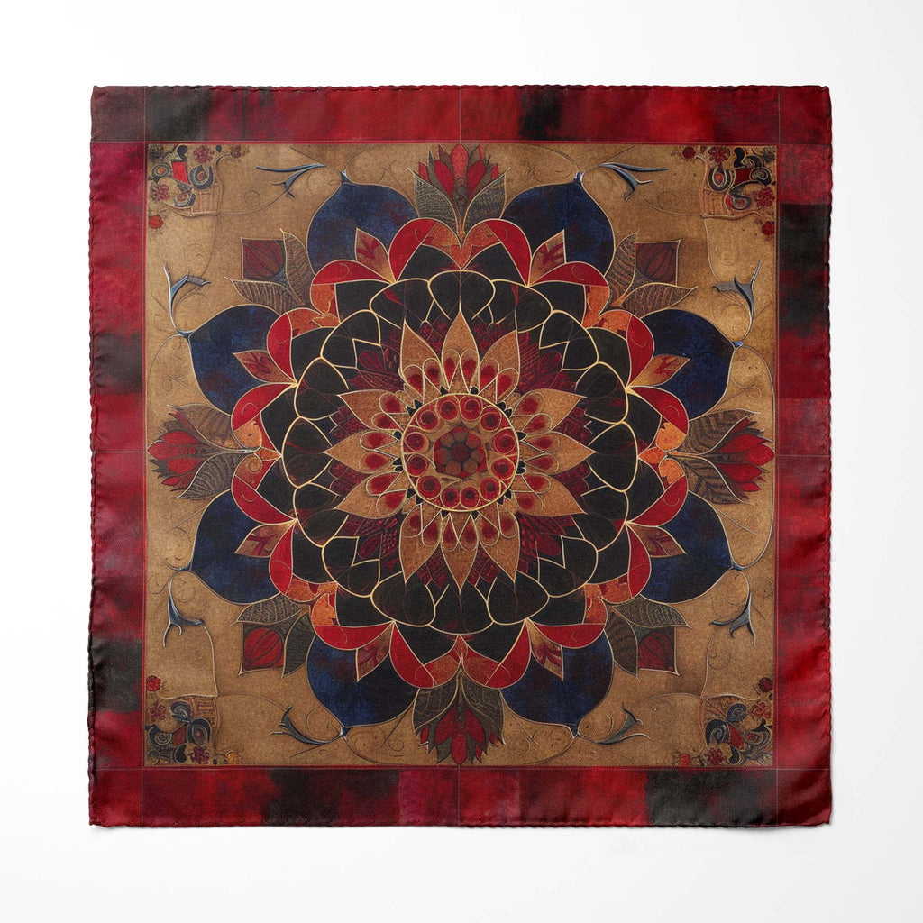 DONNA POBUK SILK SCARF WITH LAPEL PIN AND POCKET SQUARE