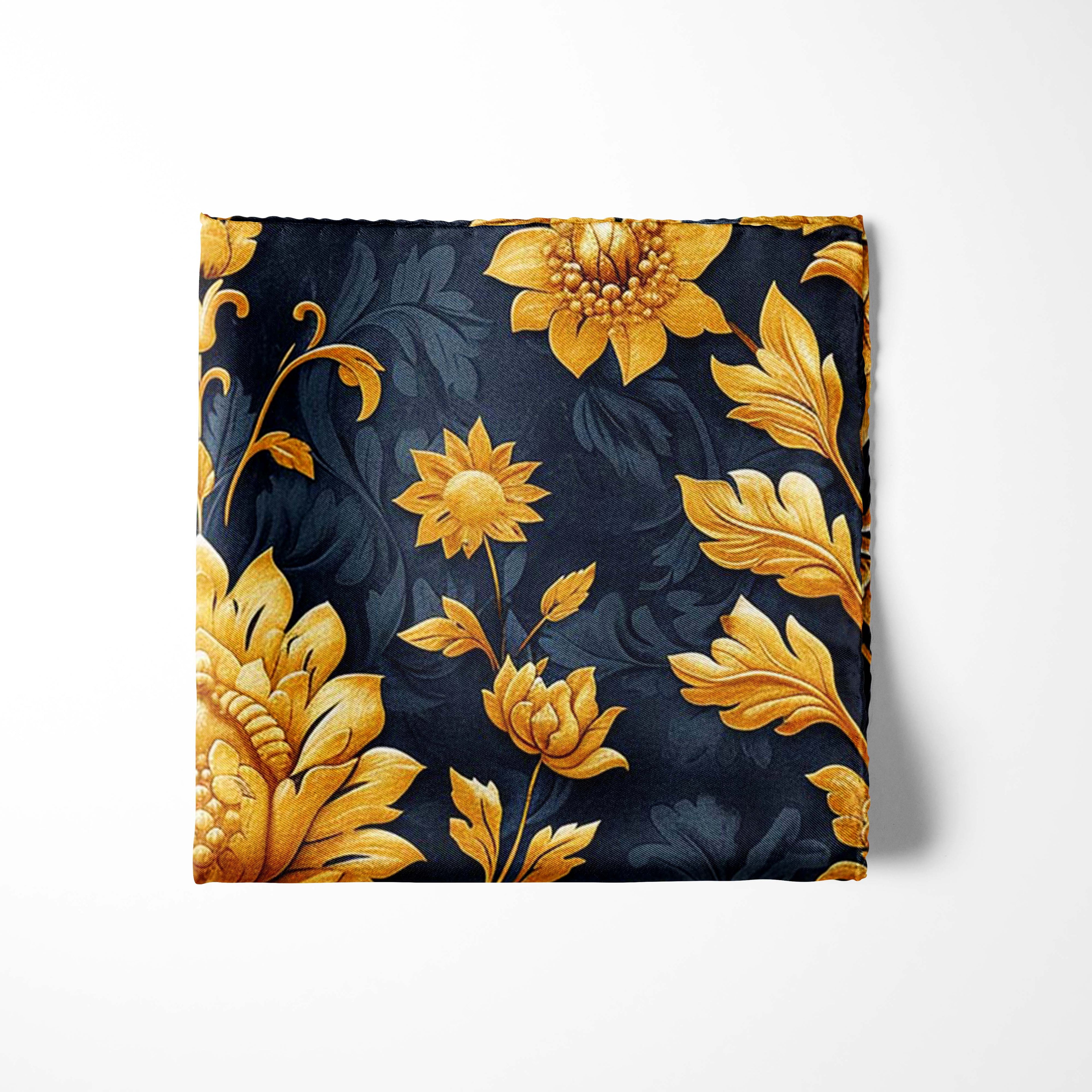 ORNATE DAMASK SILK POCKET SQUARE