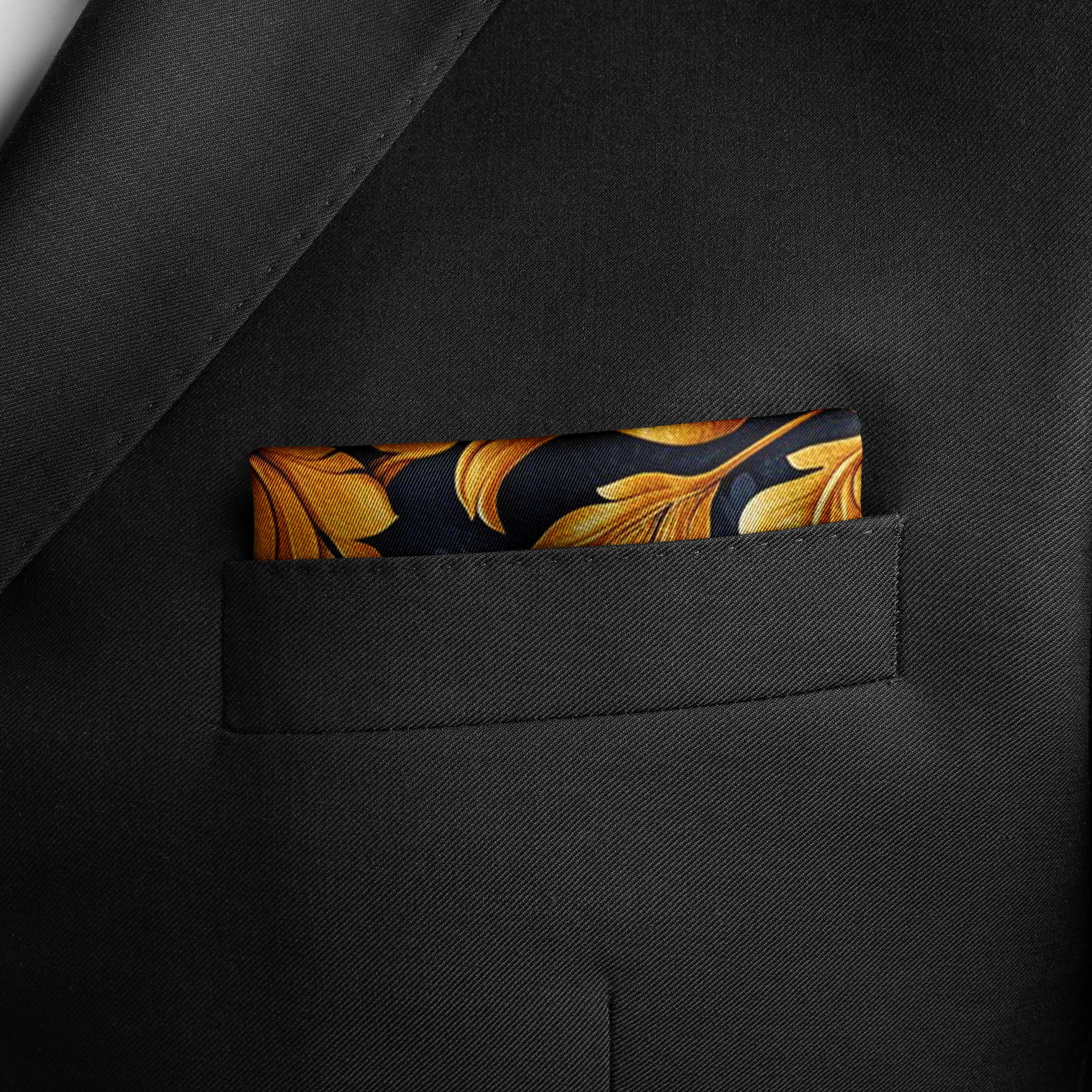 ORNATE DAMASK SILK POCKET SQUARE