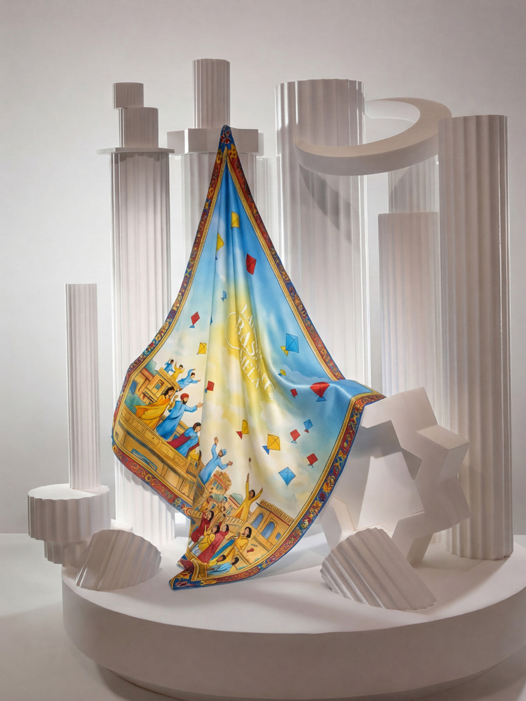 Lahore Basant Mela Printed Scarf – Cultural Festival Illustration Scarf