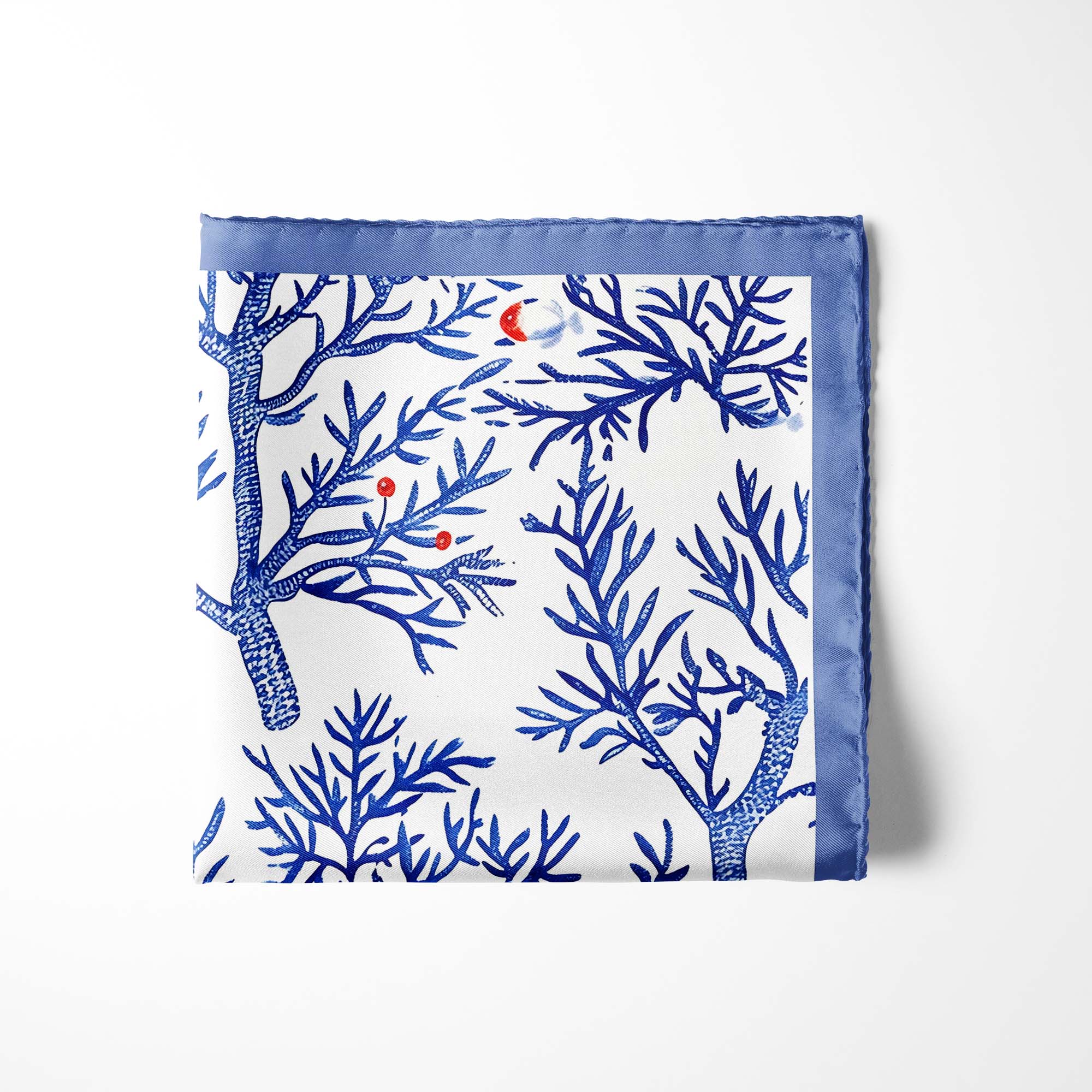 SNOWFLAKE TREE SILK POCKET SQUARE