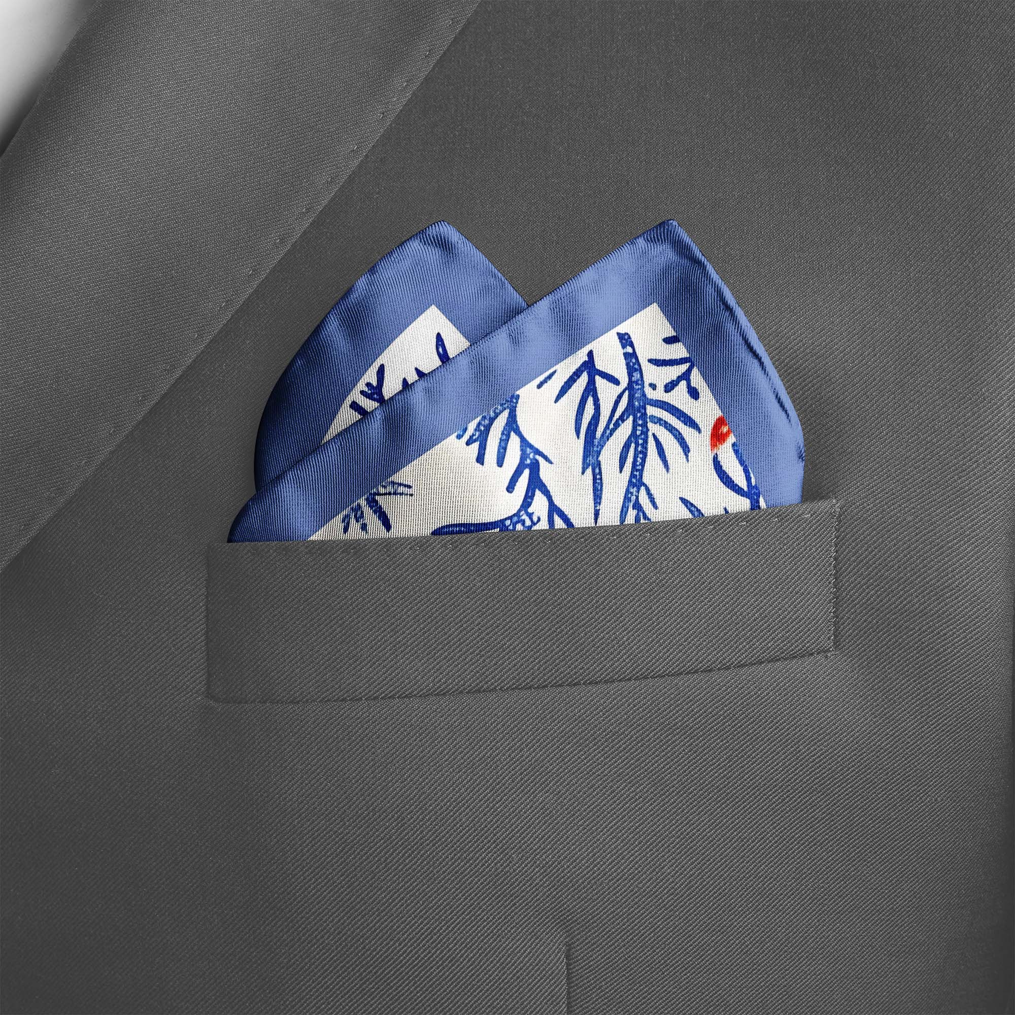 SNOWFLAKE TREE SILK POCKET SQUARE