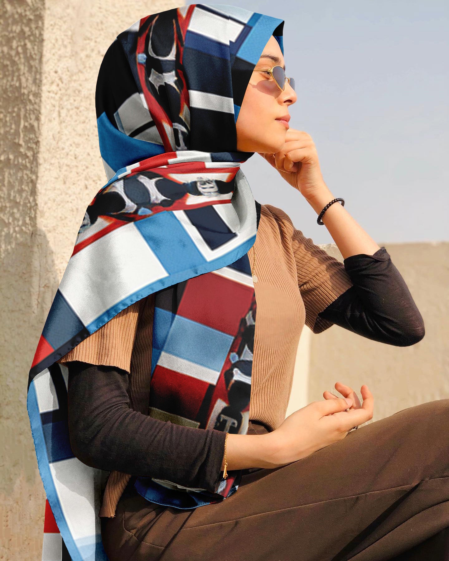 CHINESE KNOTWORK SILK WOMEN HIJAB – PREMIUM COLLECTION