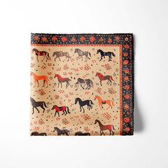 COLORED RUNNING HORSE SILK POCKET SQUARE