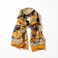 ETHNIC FLORAL VINTAGE SILK SCARF WITH LAPEL PIN AND POCKET SQUARE