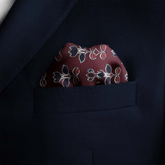 MAROON BASE FLORAL SILK POCKET SQUARE