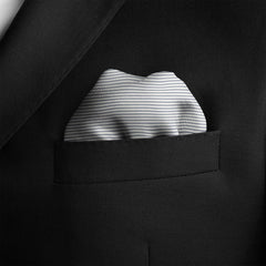 WHITE STRIPE SILK POCKET SQUARE