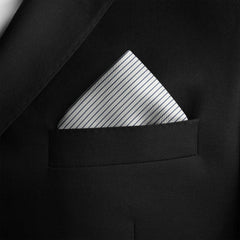 WHITE STRIPE SILK POCKET SQUARE