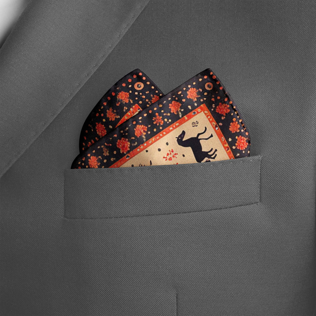 COLORED RUNNING HORSE SILK POCKET SQUARE