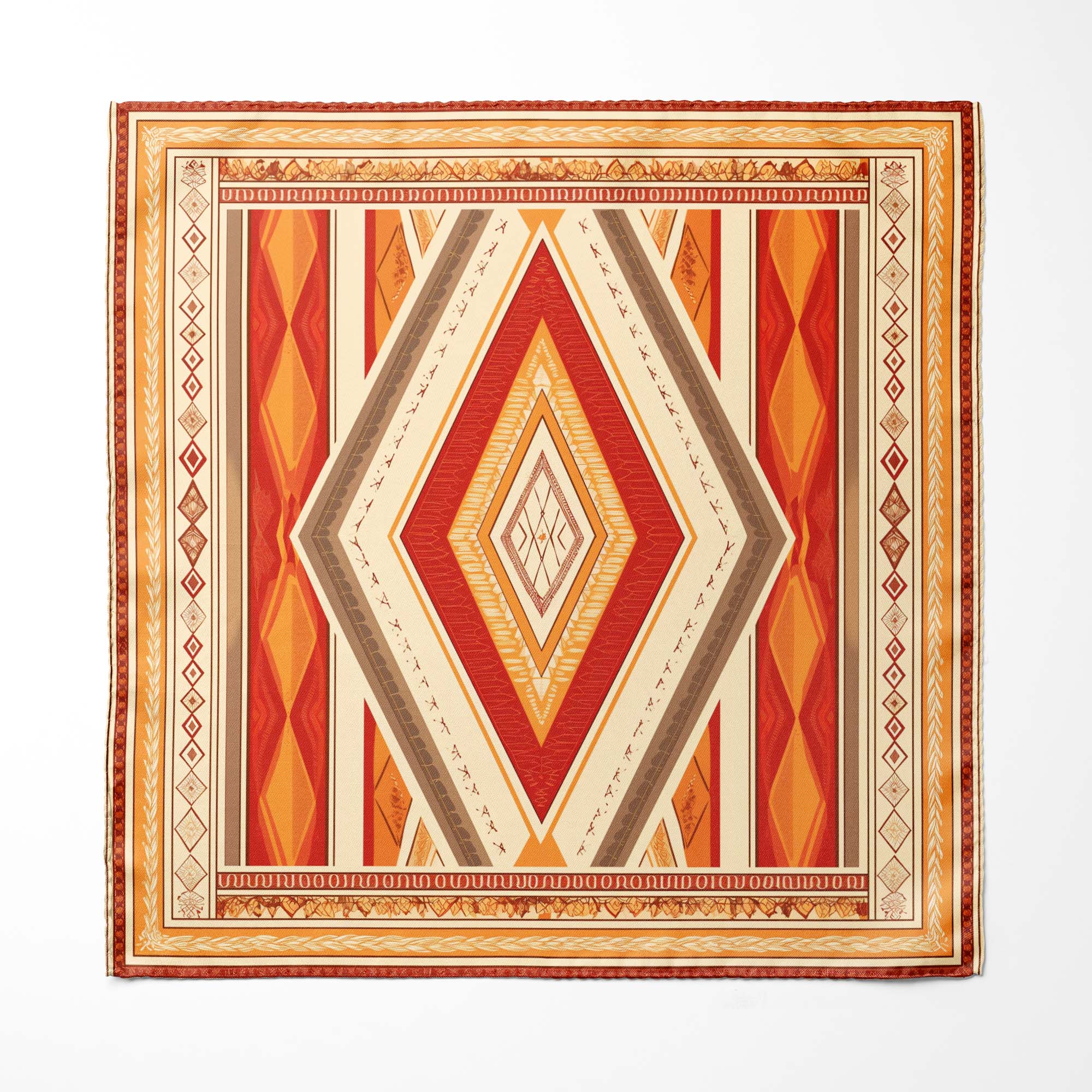 COLORFUL IKAT ETHNIC SILK ASCOT AND POCKET SQUARE SET – PREMIUM COLLECTION