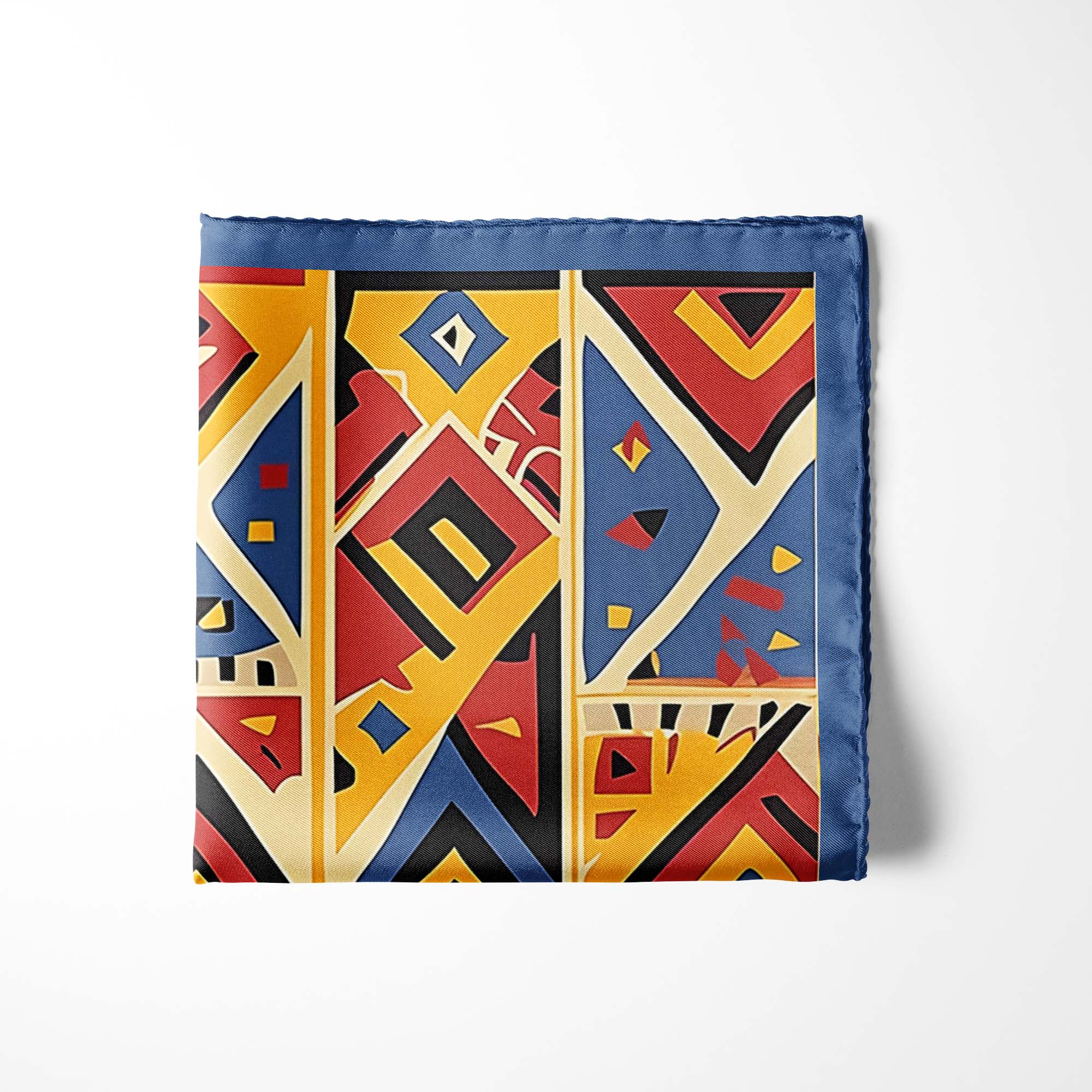 GEOMETRIC TRIBAL PATTERN SILK POCKET SQUARE