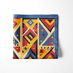 GEOMETRIC TRIBAL PATTERN SILK POCKET SQUARE