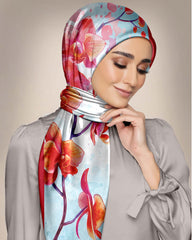 PINK WILD FLOWER SILK WOMEN HIJAB - PREMIUM COLLECTION