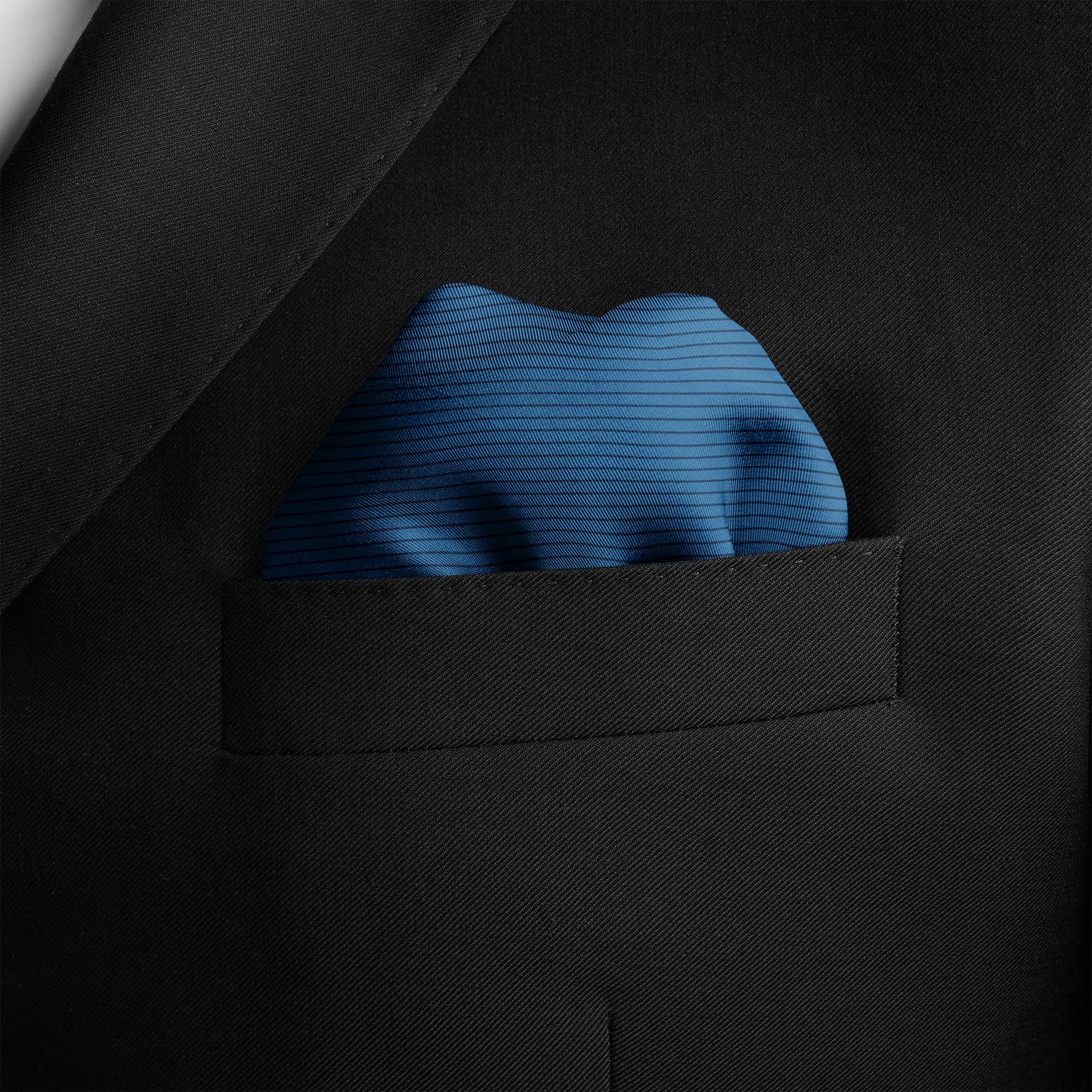 BLUE STRIPE SILK POCKET SQUARE