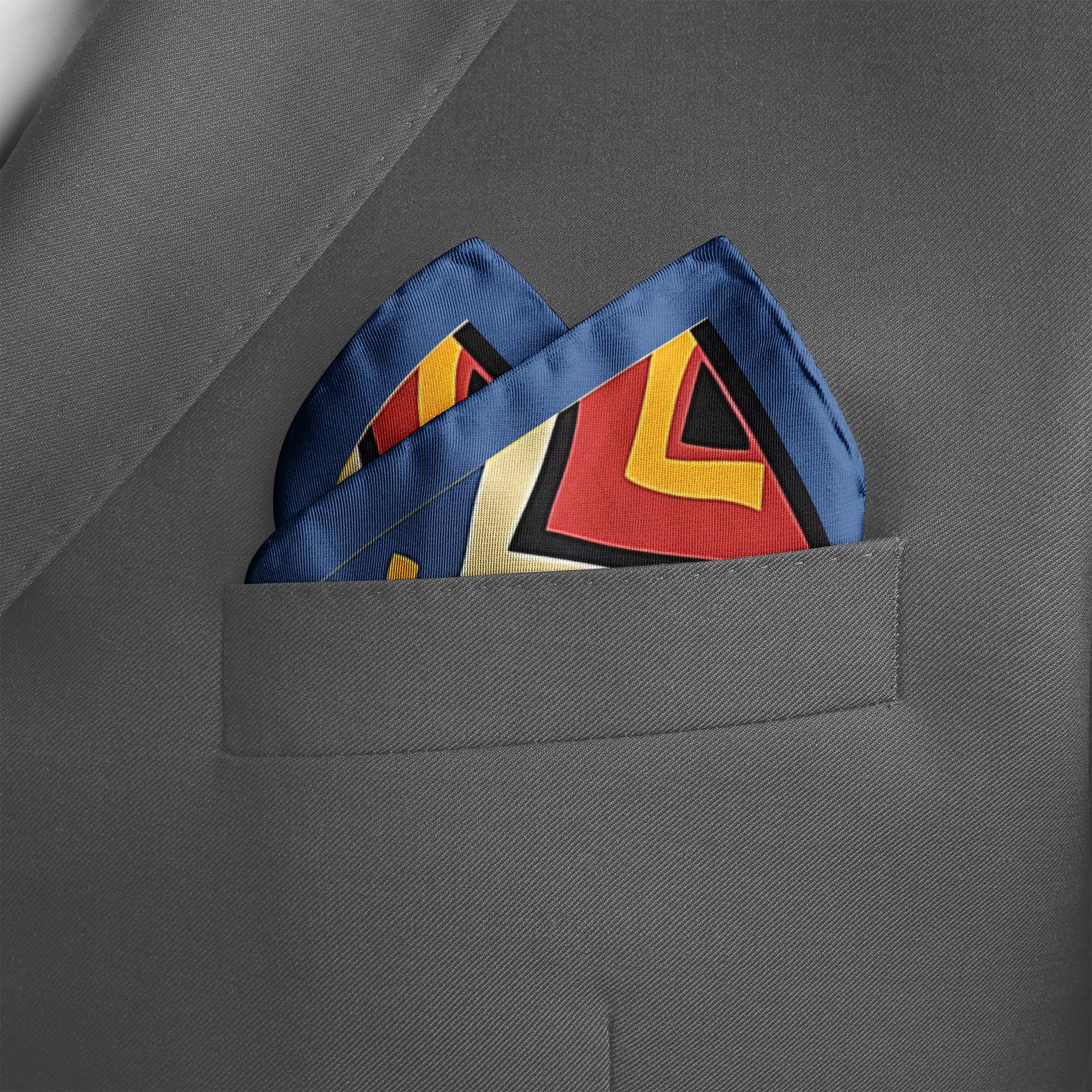 GEOMETRIC TRIBAL PATTERN SILK POCKET SQUARE