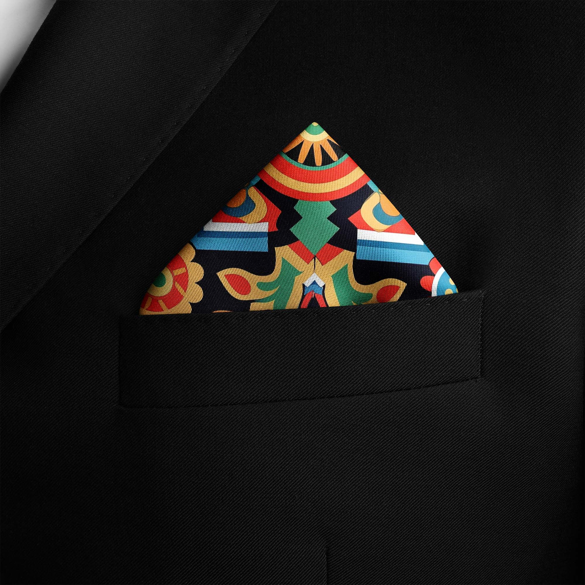 TRIBAL INDIAN SILK POCKET SQUARE