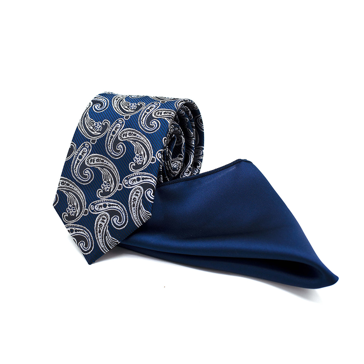 NAVY BLUE TIMELESS PAISLEY TIE AND POCKET SQUARE SET