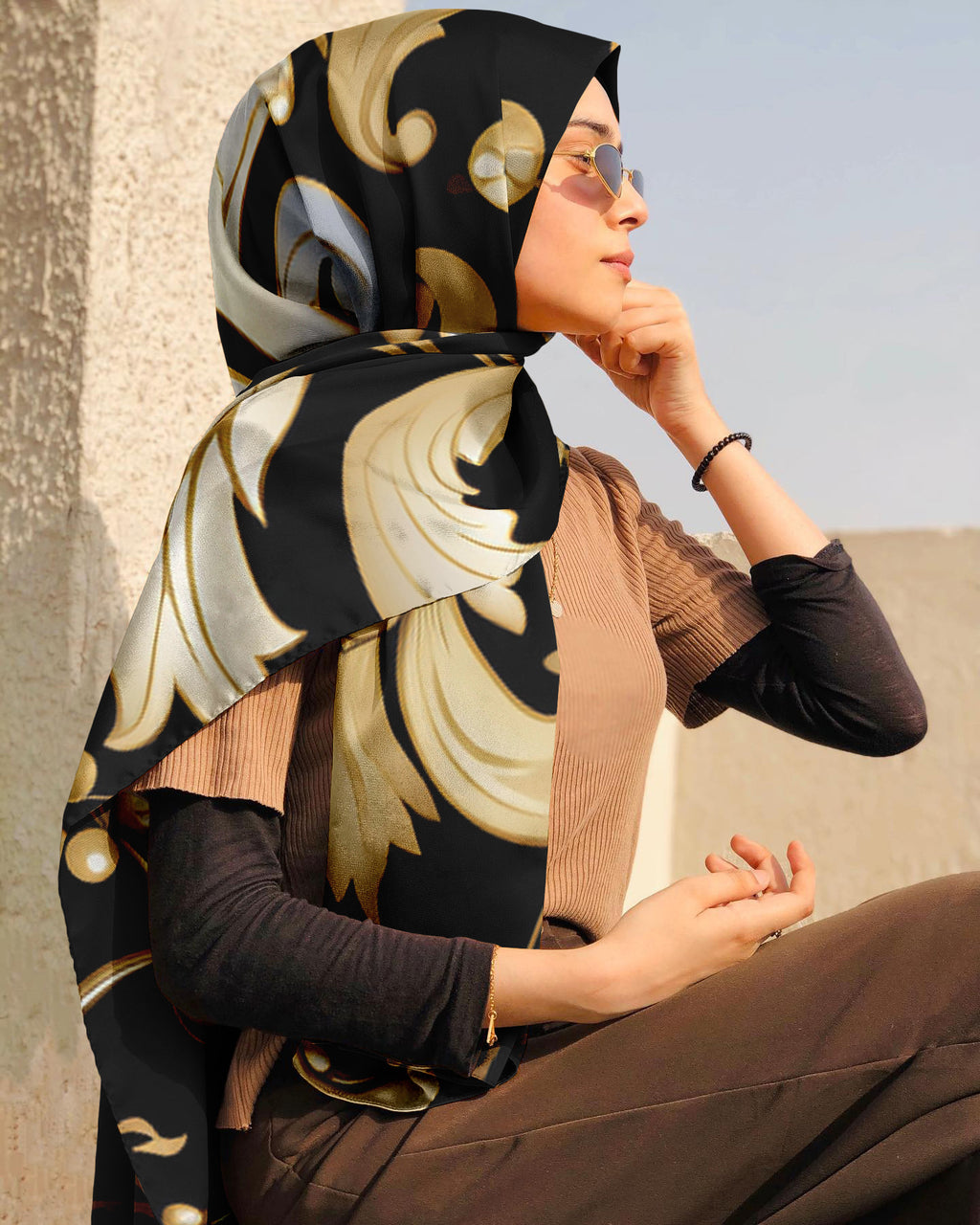 DAMASK VINTAGE SILK WOMEN HIJAB – PREMIUM COLLECTION