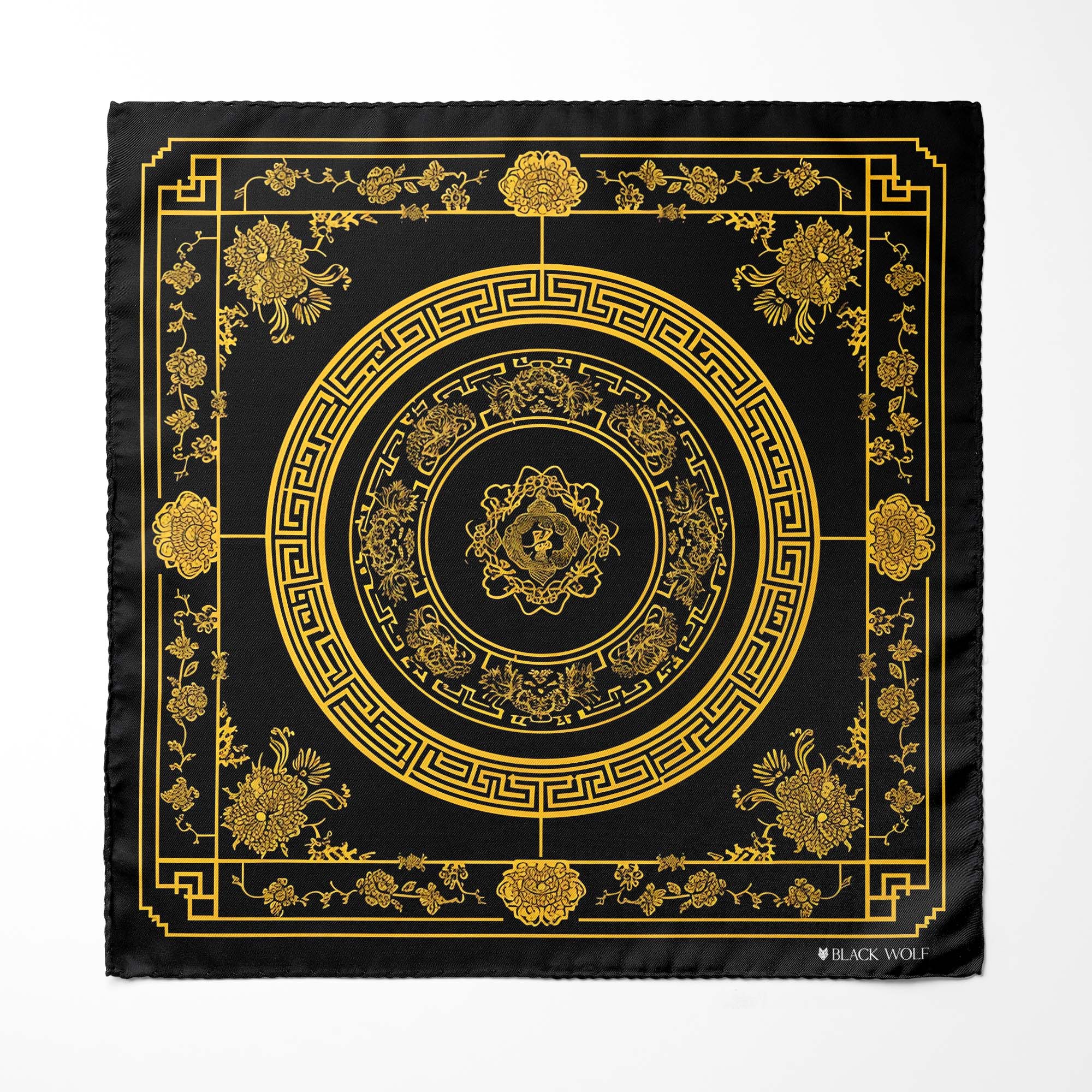 GOLDEN BAROQUE MEN SCARF AND POCKET SQUARE SET – PREMIUM COLLECTION