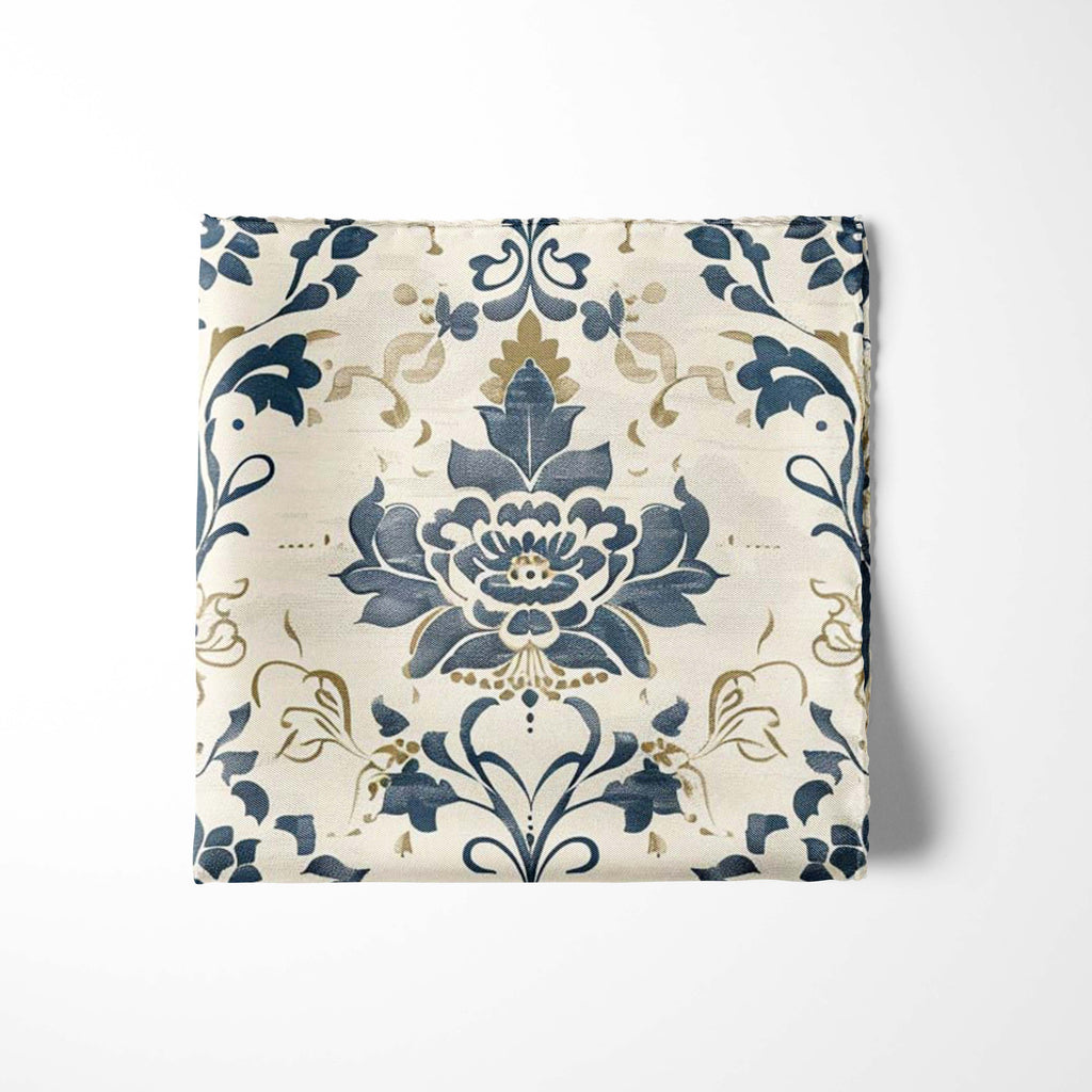 VINTAGE DAMASK SILK POCKET SQUARE