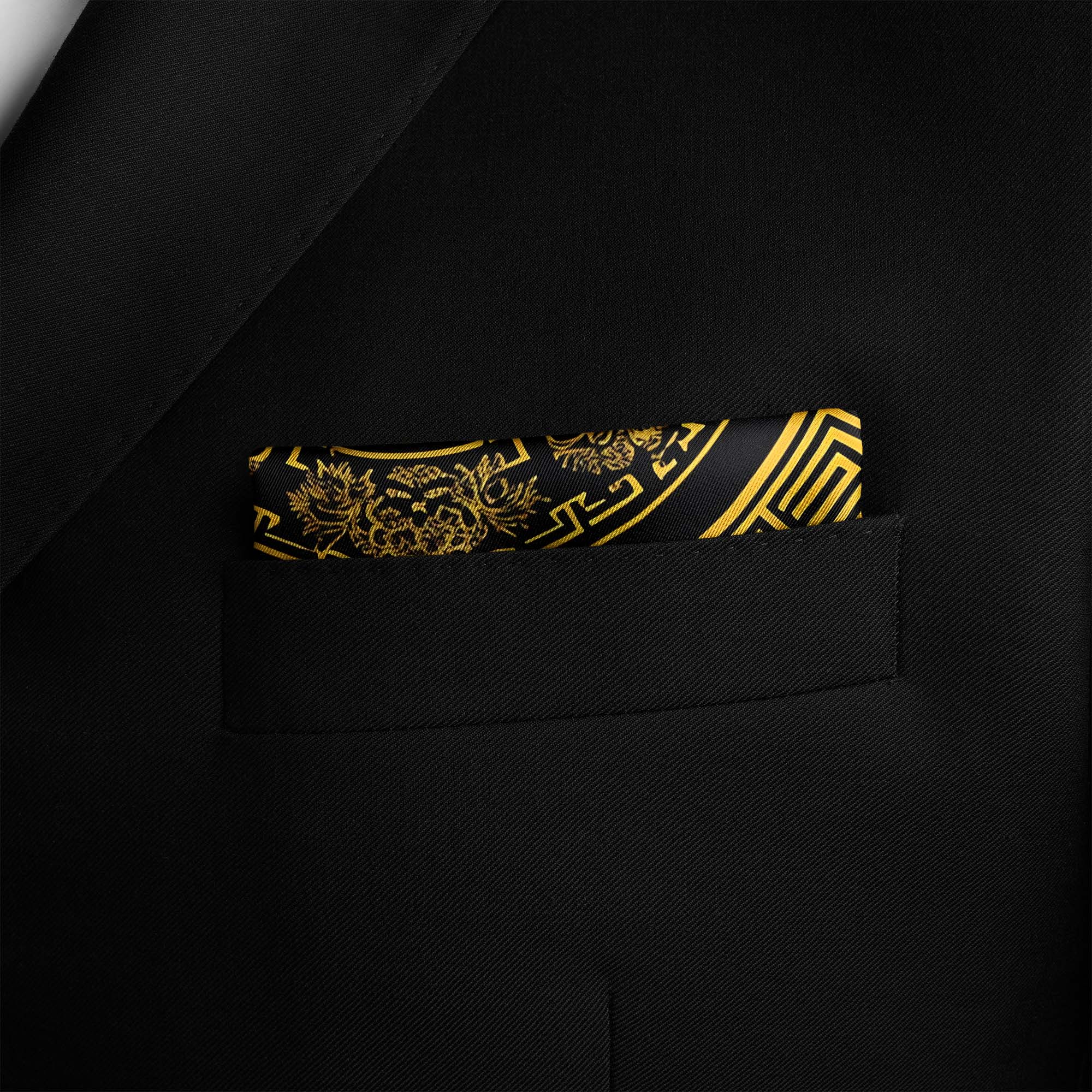 GOLDEN BAROQUE SILK POCKET SQUARE