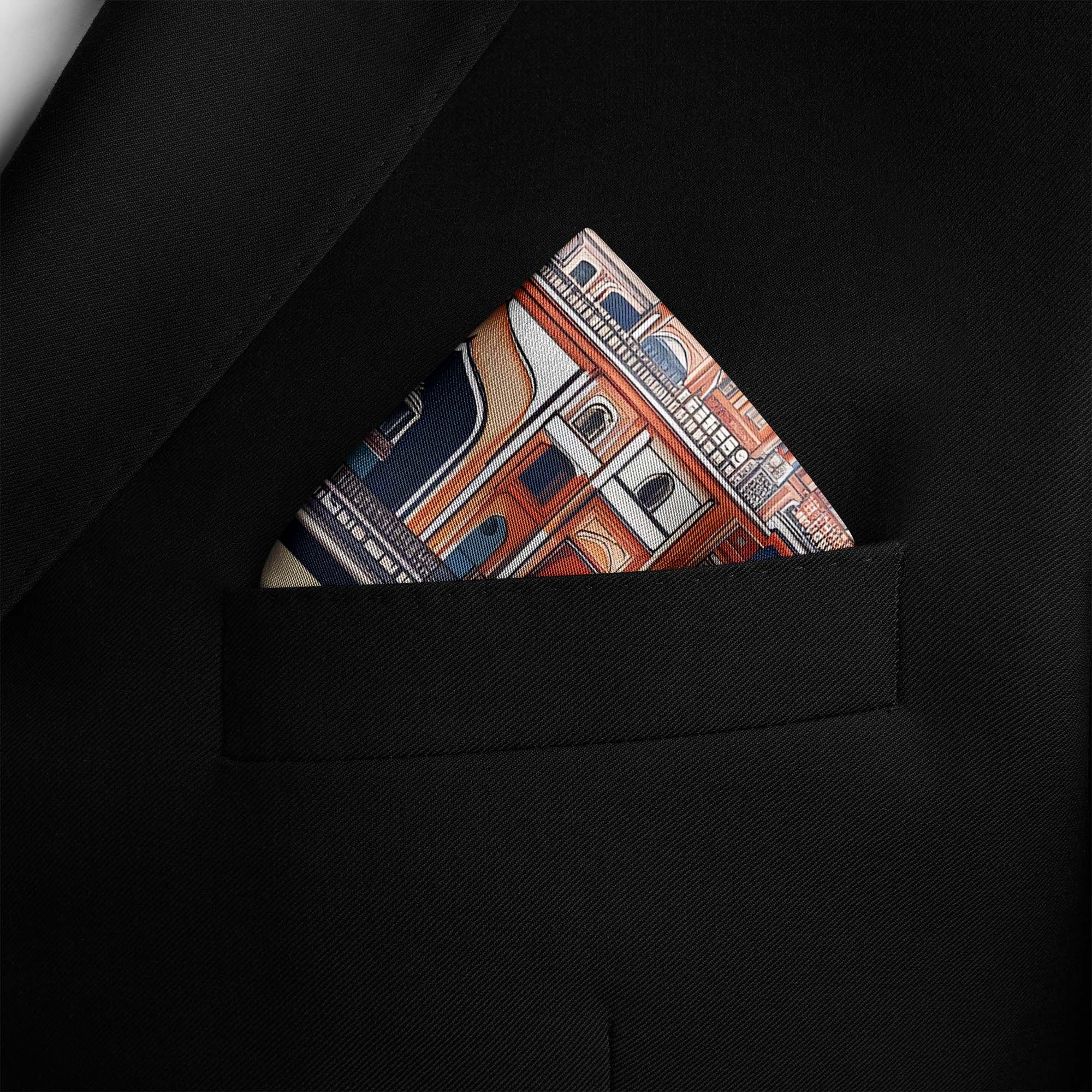 OLD KOLKATA ARCH SILK POCKET SQUARE