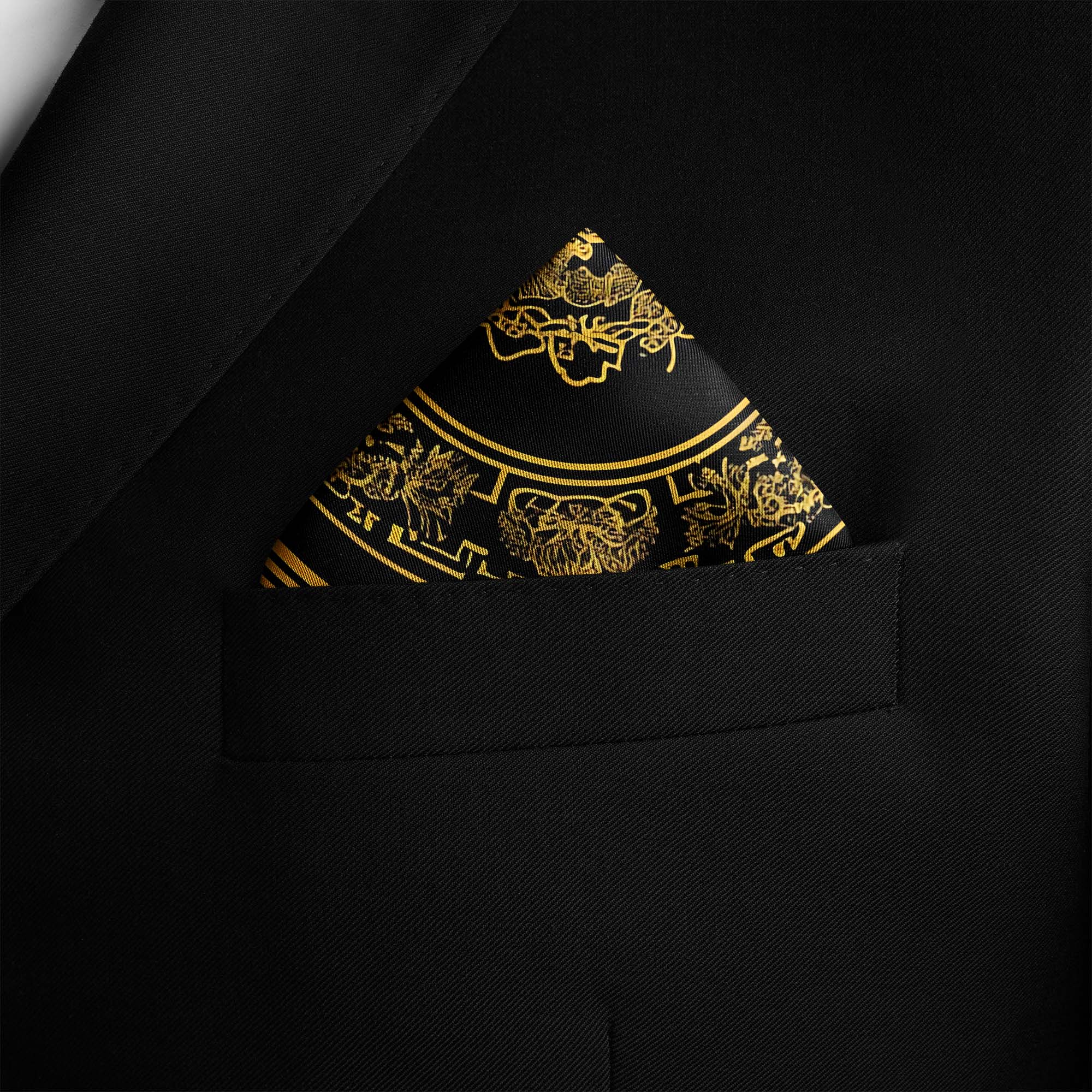 GOLDEN BAROQUE SILK POCKET SQUARE