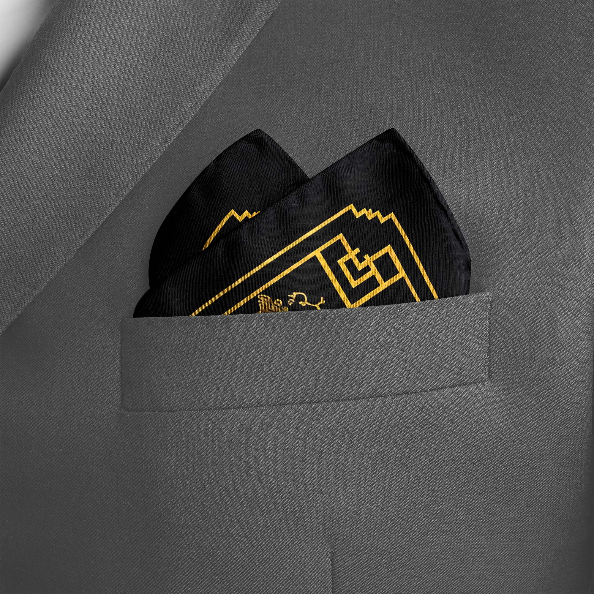 GOLDEN BAROQUE SILK POCKET SQUARE