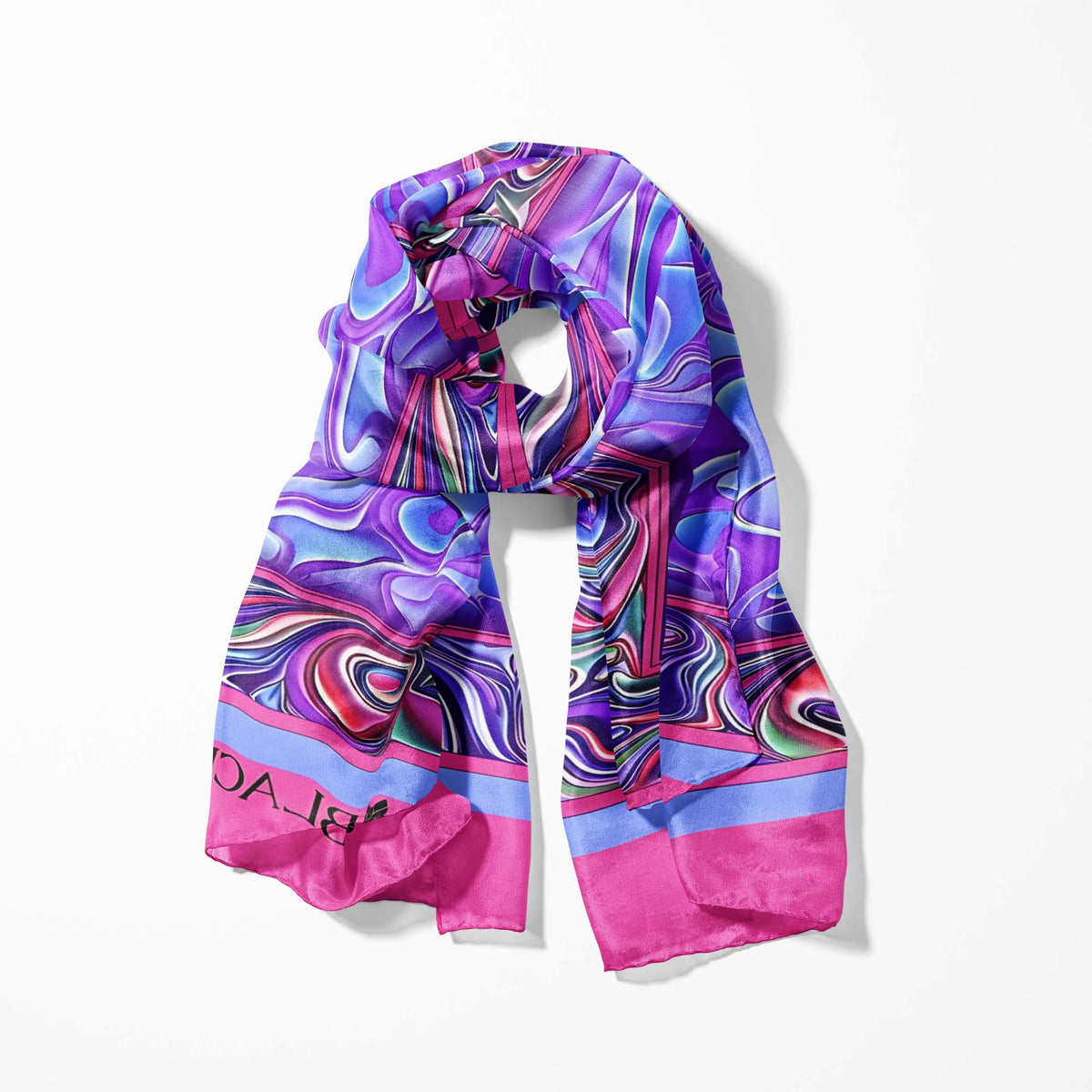HOLOGRAPHIC IN NEON SILK SCARF WITH LAPEL PIN AND POCKET SQUARE