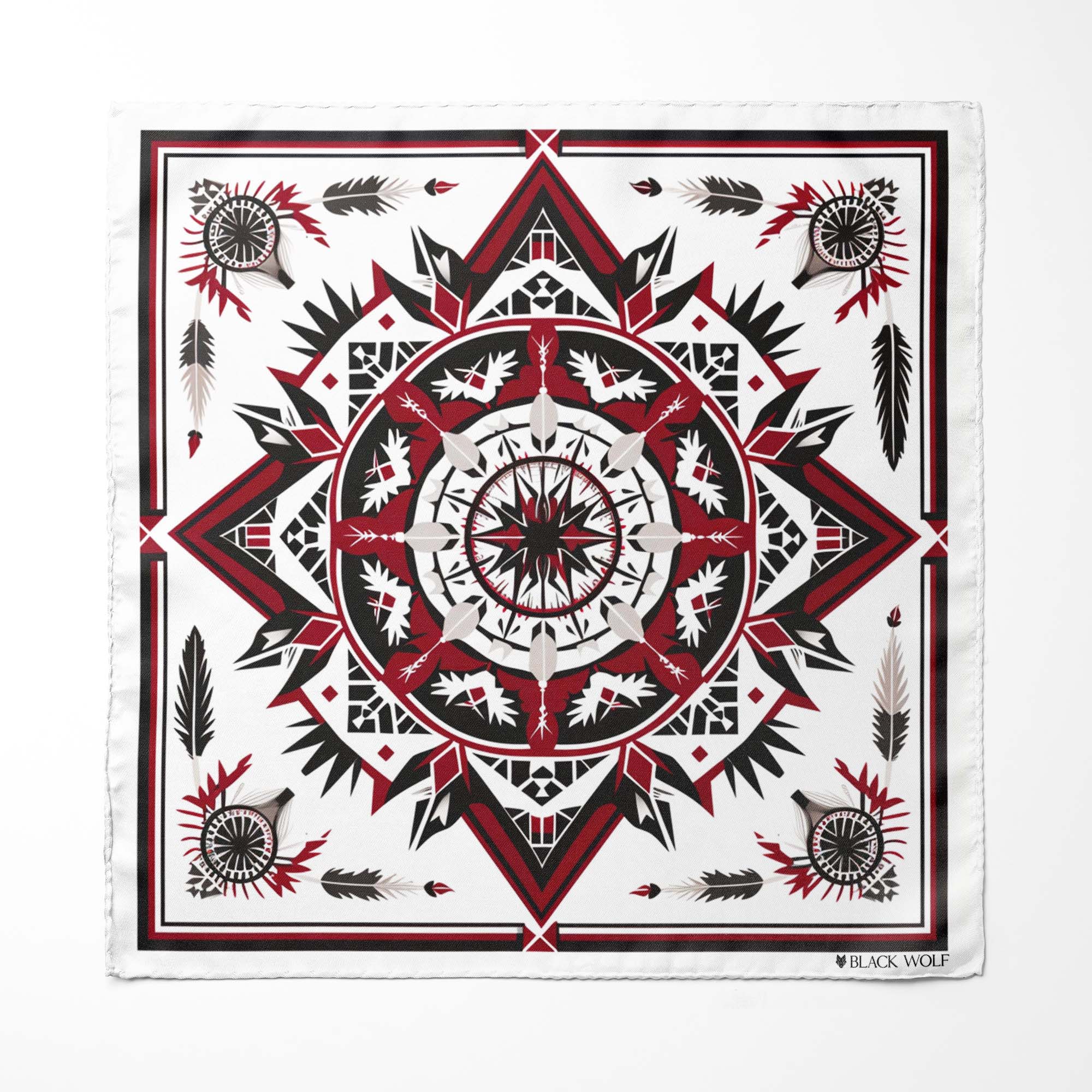 RED ALPANA DESIGNS MEN SCARF AND POCKET SQUARE SET – PREMIUM COLLECTION