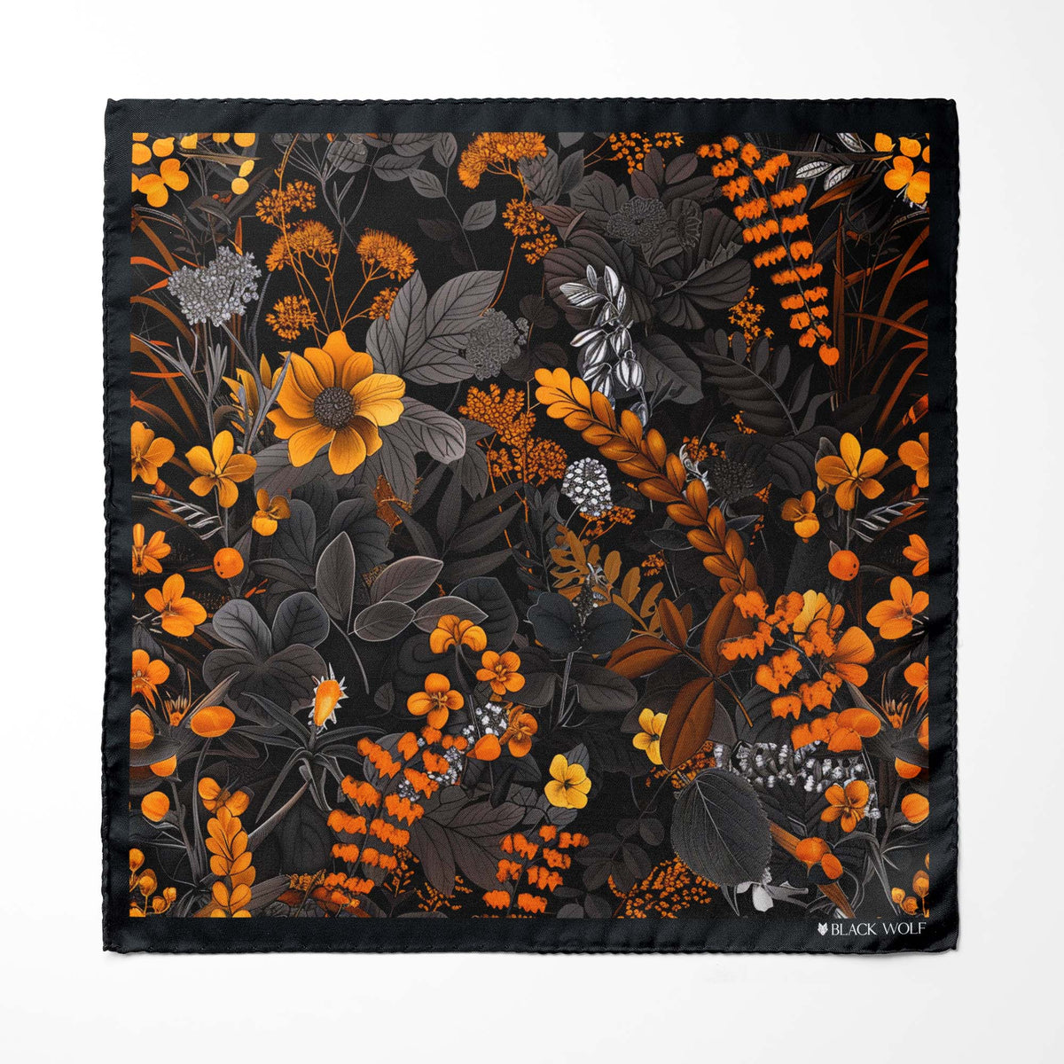HALLOWEEN TREE SILK SCARF WITH LAPEL PIN AND POCKET SQUARE