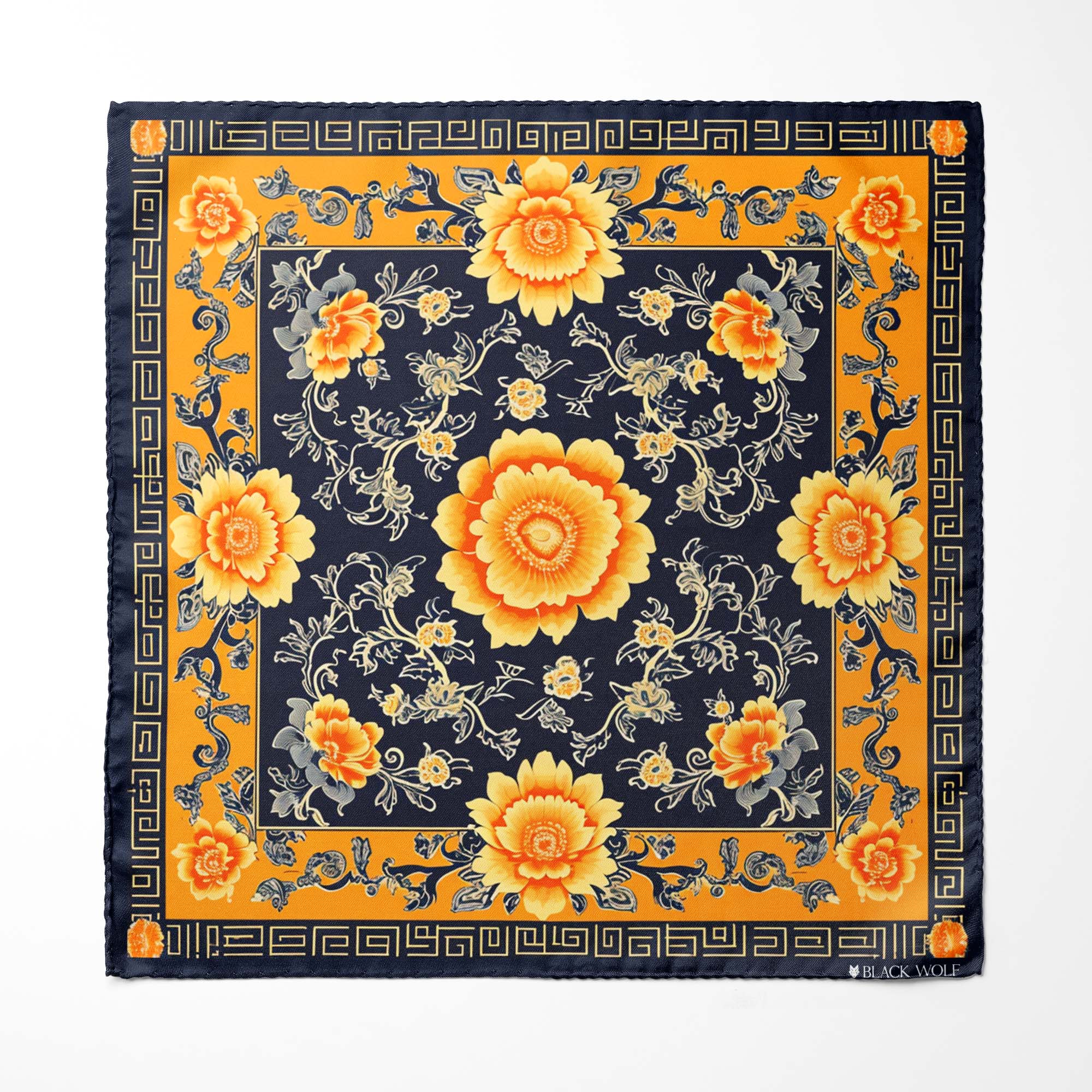 FLOWERS FOLIAGE MEN SCARF AND POCKET SQUARE SET – PREMIUM COLLECTION