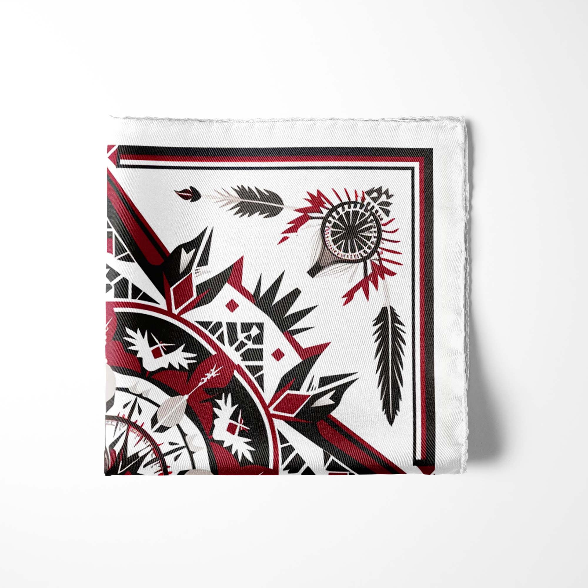 RED ALPANA SILK POCKET SQUARE