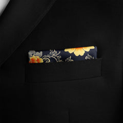 FLOWERS FOLIAGE SILK POCKET SQUARE