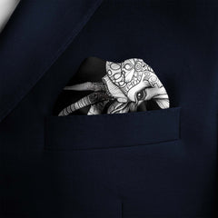 DEER HEAD SILK POCKET SQUARE