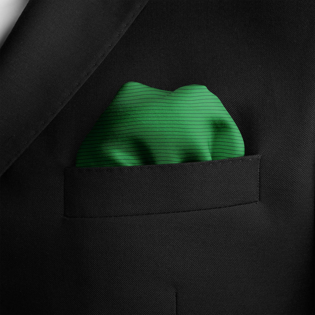 HUNTER GREEN STRIPE SILK POCKET SQUARE