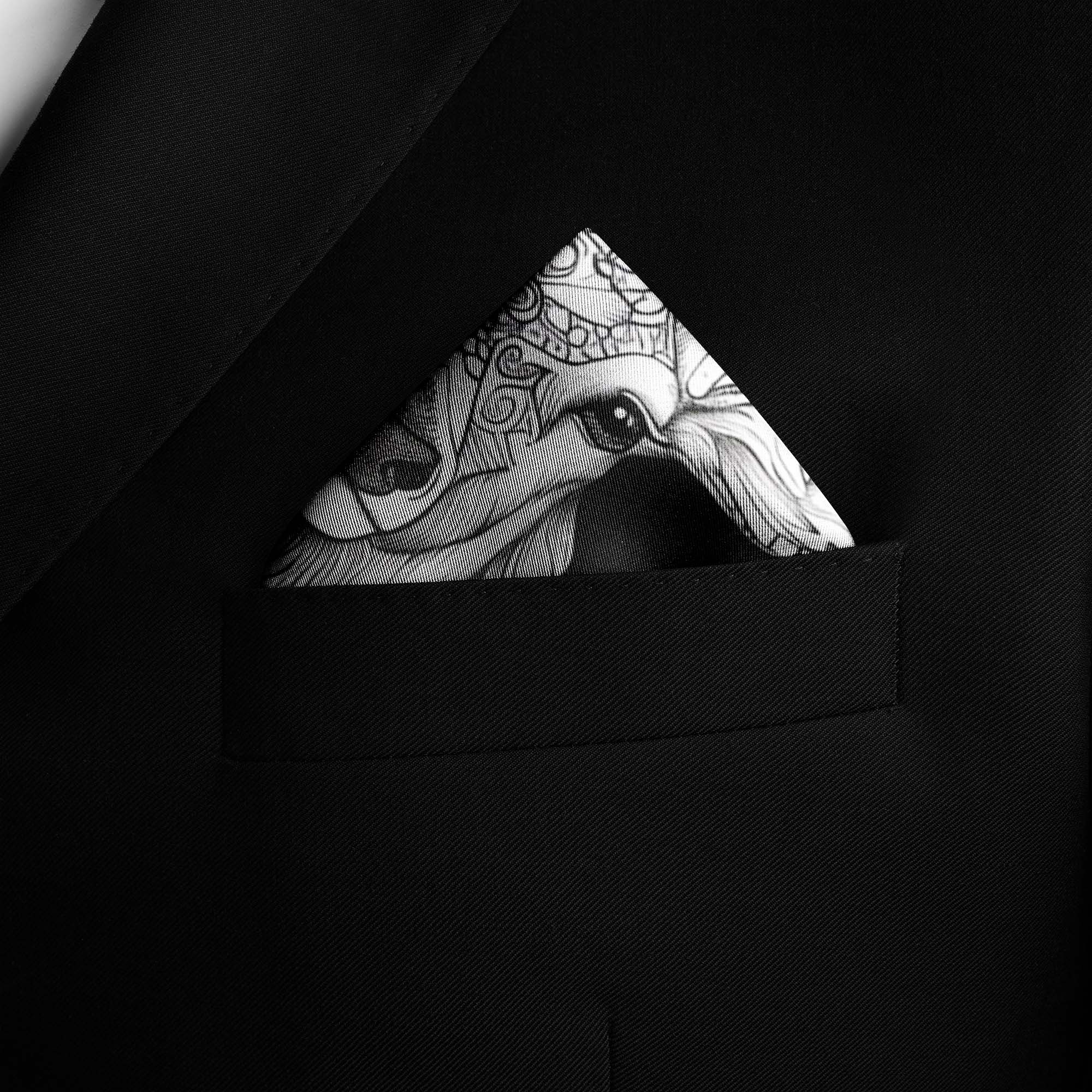 DEER HEAD SILK POCKET SQUARE