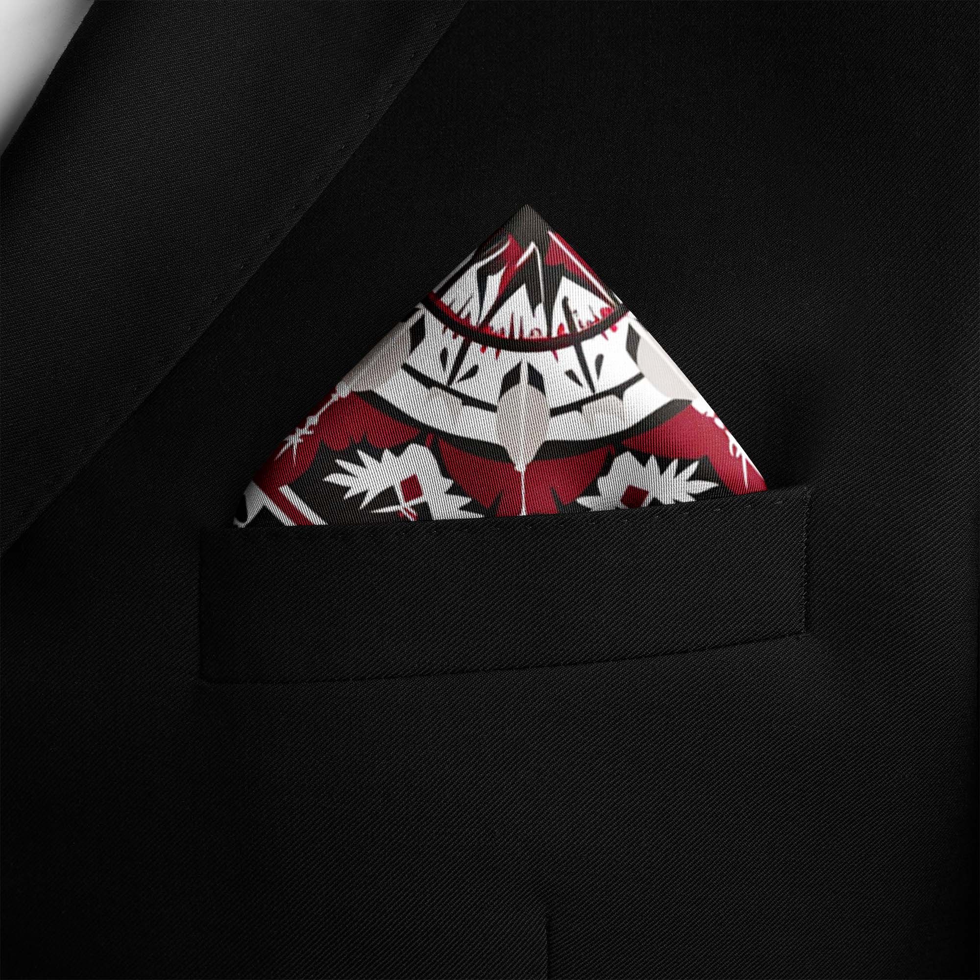 RED ALPANA SILK POCKET SQUARE