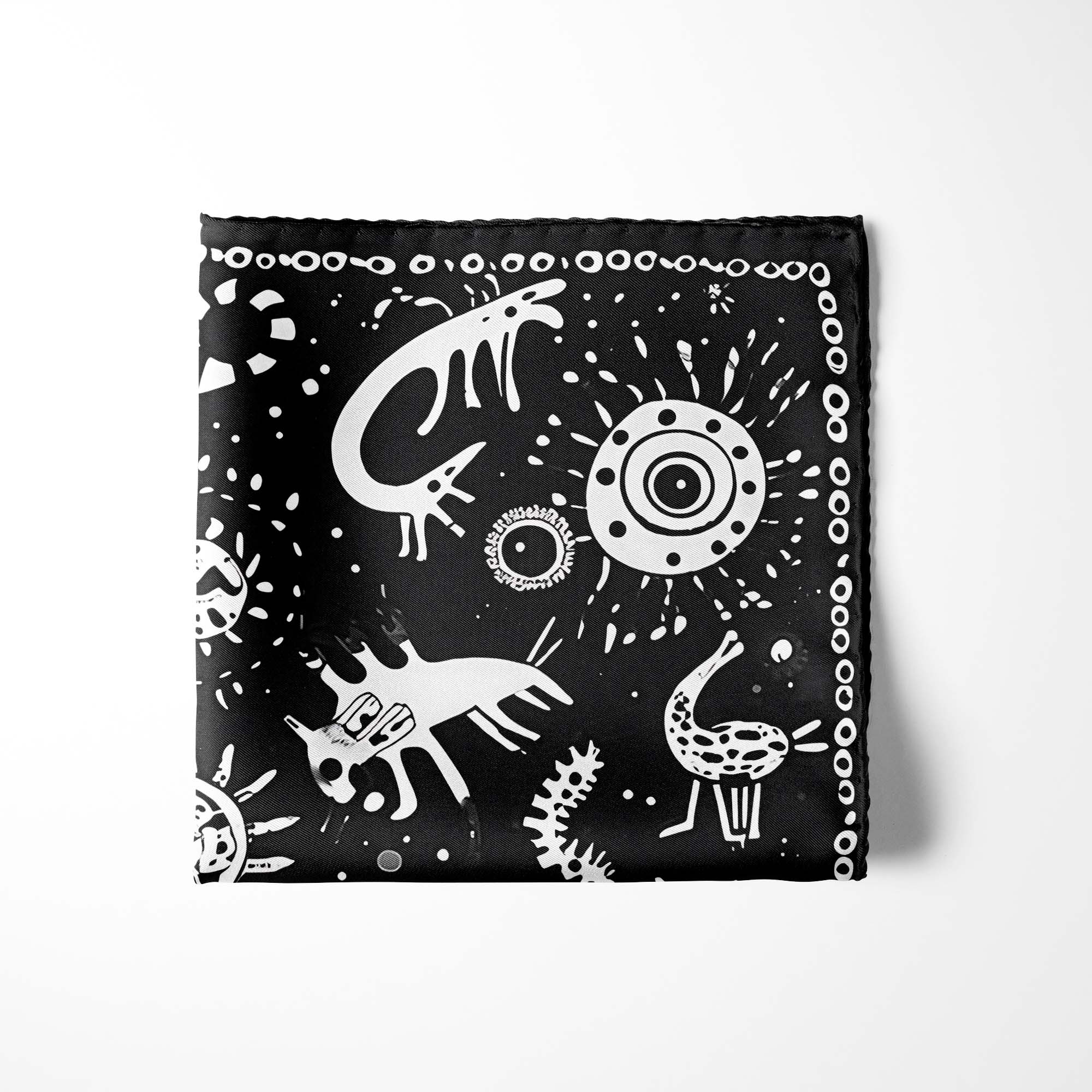 VIRUS PATTERN SILK POCKET SQUARE