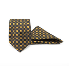 GILDED GRID TIE AND POCKET SQUARE SET