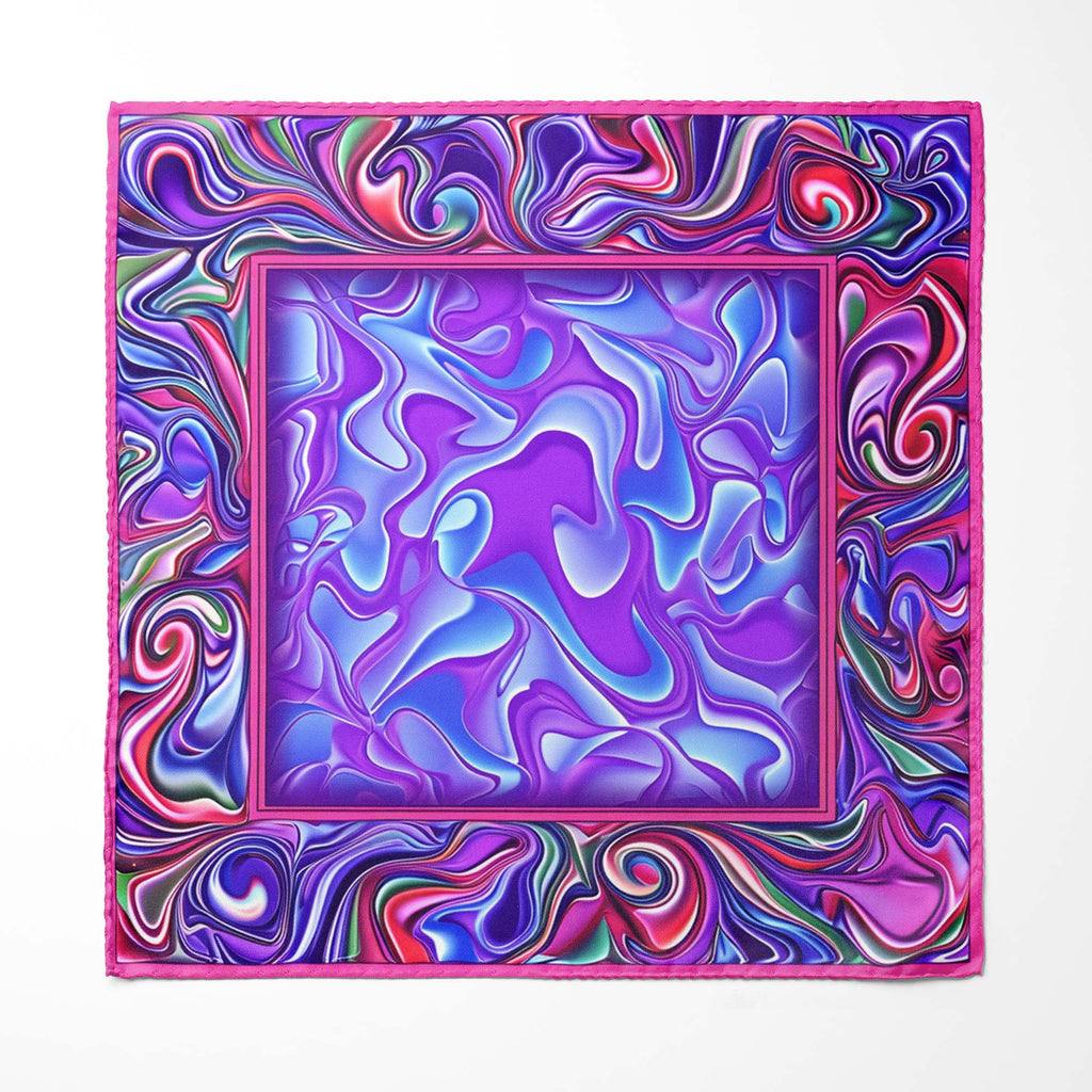 HOLOGRAPHIC IN NEON SILK SCARF WITH LAPEL PIN AND POCKET SQUARE