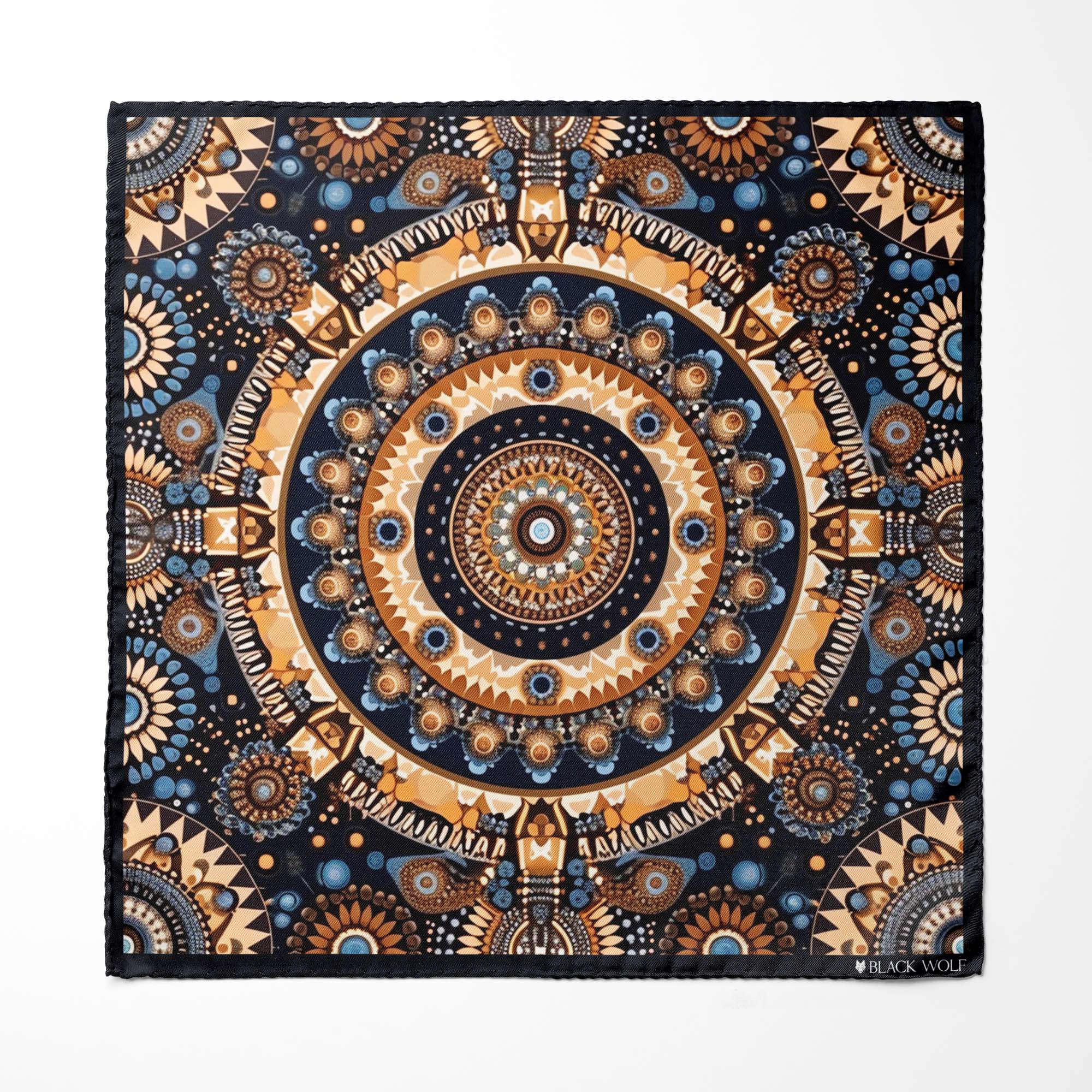 ETHNIC TRIBAL ROUND SILK ASCOT AND POCKET SQUARE SET – PREMIUM COLLECTION
