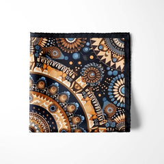 ETHNIC TRIBAL ROUND SILK POCKET SQUARE