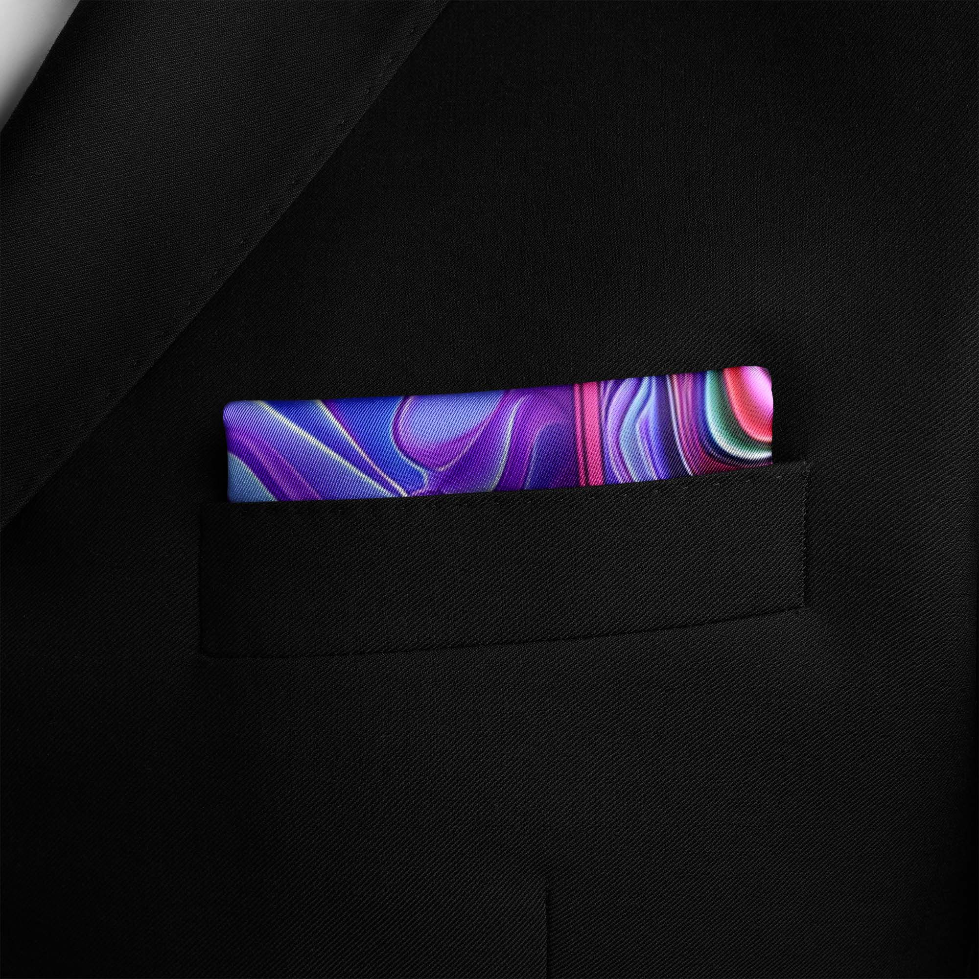 HOLOGRAPHIC IN NEON SILK POCKET SQUARE