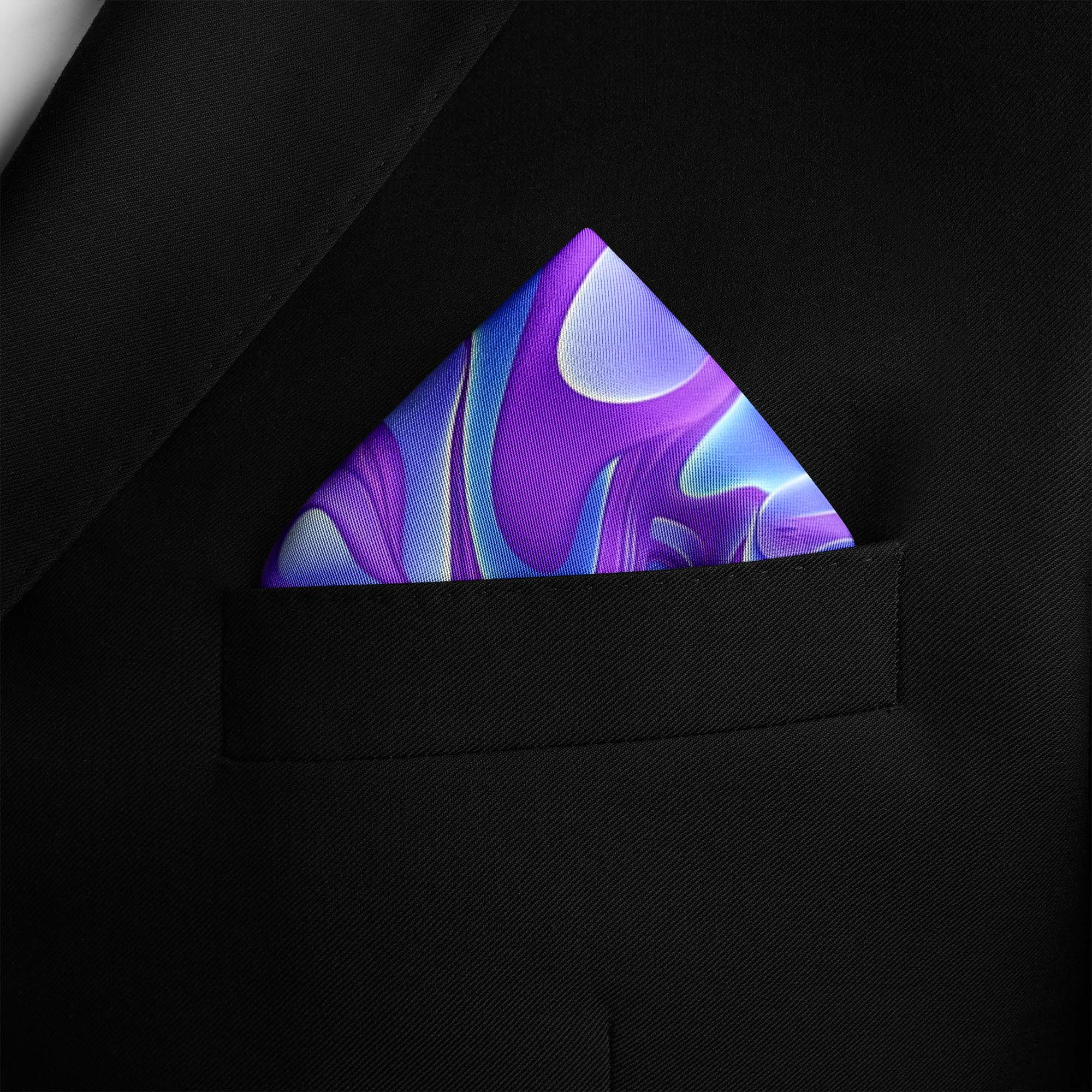 HOLOGRAPHIC IN NEON SILK POCKET SQUARE