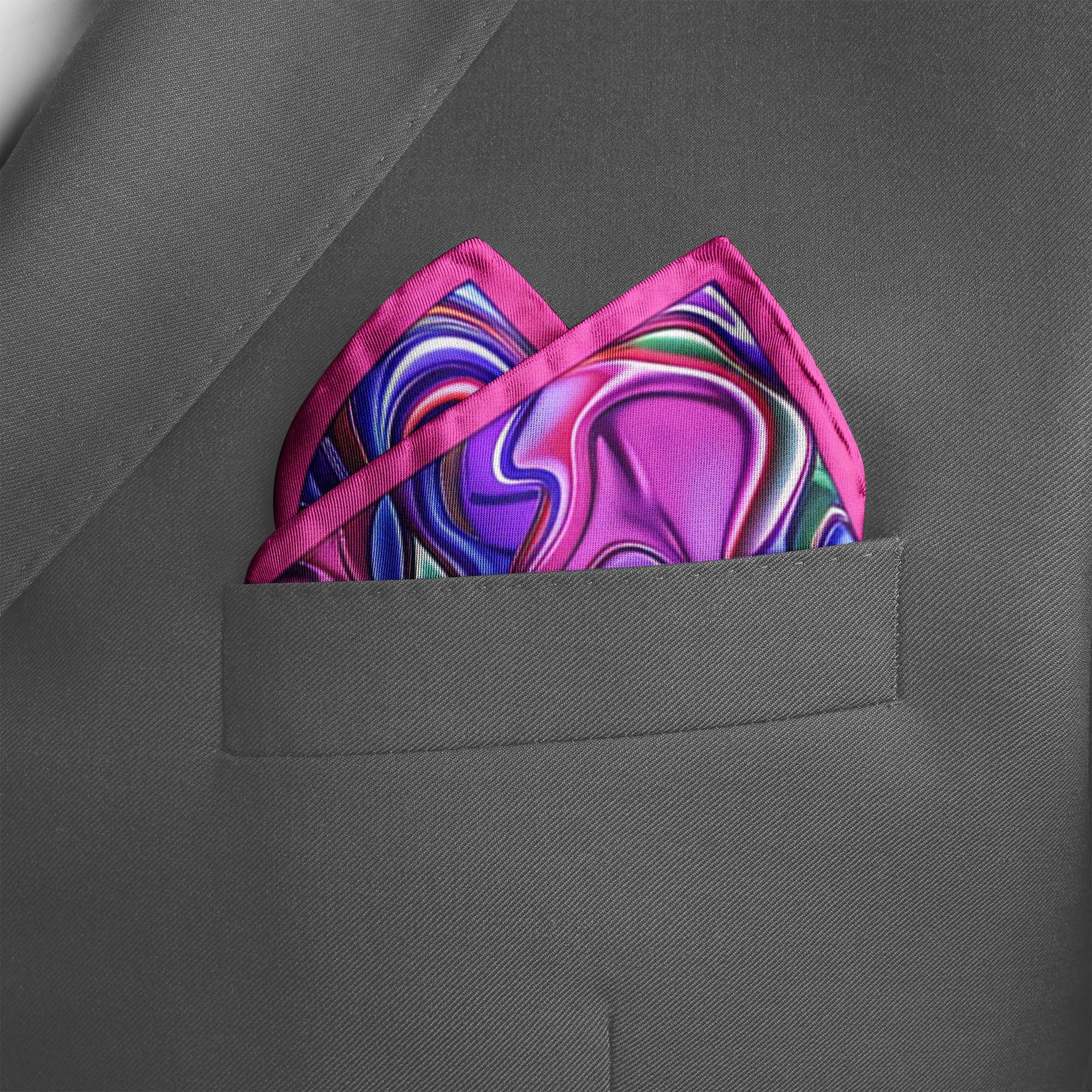 HOLOGRAPHIC IN NEON SILK POCKET SQUARE